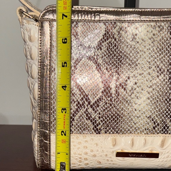 Brahmin Cream and Brown Textured Crossbody Bag - Picture 7 of 13
